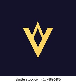 Golden geometric simple abstract minimalistic traingle business logo icon design, Letter V