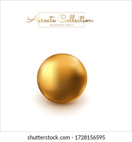 Goldene geometrische Kugel. Realistische Geometrie-Element isoliert auf weißem Hintergrund mit metallischem Aerodynamik. Vector Illustration mit dekorativer Goldfigur für Ihr Design