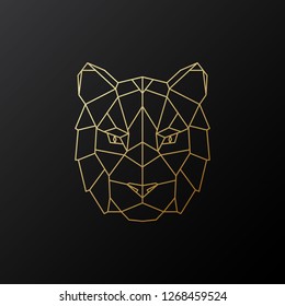 Golden geometric tiger head. Vector illustration.