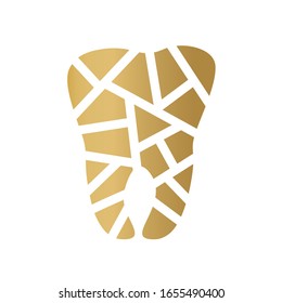 golden geometric tooth icon- vector illustration
