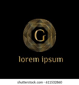 Golden geometric vector logo design. Letter G luxury monogram, good for hotel, boutique, restaurant