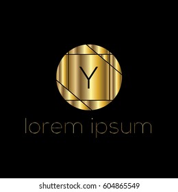 Golden geometric vector logo letter Y