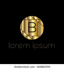 Golden geometric vector logo letter B