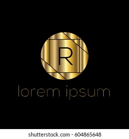 Golden geometric vector logo letter R