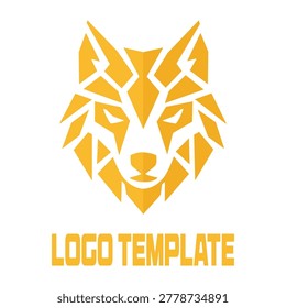 Golden Geometric Wolf Head Logo for Premium Brand Identity