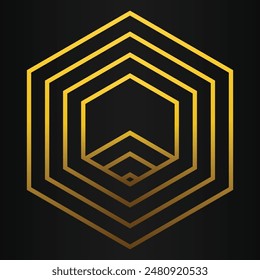 diseño de geometría dorada sobre fondo negro