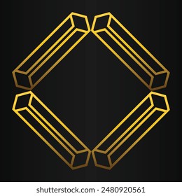 golden geometry design on black background