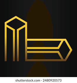 golden geometry design on black background
