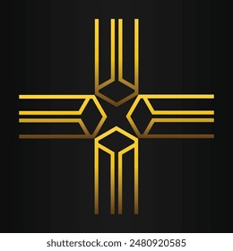golden geometry design on black background