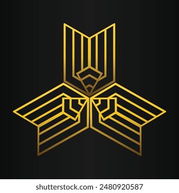 golden geometry design on black background