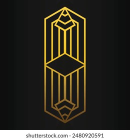 golden geometry design on black background
