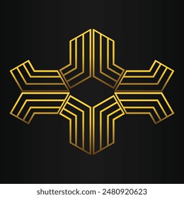 golden geometry design on black background