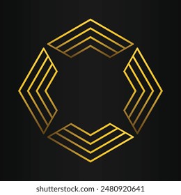 golden geometry design on black background