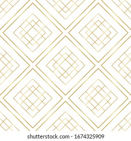 Golden geometry seamless pattern. Abstract golden white background. Gold rhombus geometrical pattern. Vector illustration eps 10