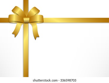 Golden gift bows and ribbons on white gift box background , vector illustration