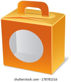 Golden gift box with circle window