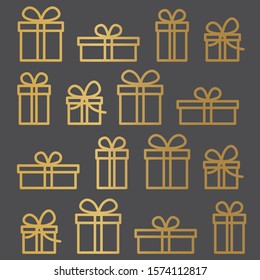golden gift box pattern- vector illustration