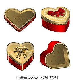 Golden gift box in the shape of a heart