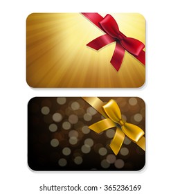 Golden Gift Cards With Gradient Mesh, Vector Illustration