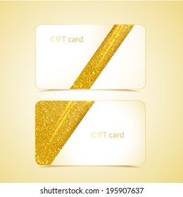 Golden gift cards with space for text