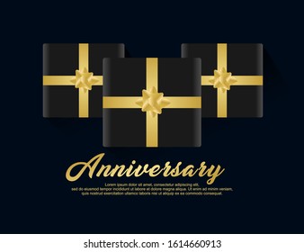 golden gift happy anniversary lettering and typography