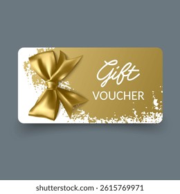 Golden gift voucher with golden bow