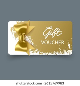 Golden gift voucher with golden bow