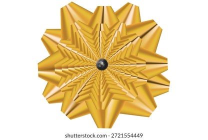 Golden Gift Wrap Pull Bow Vector Illustration.