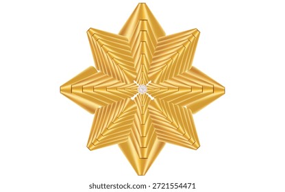 Golden Gift Wrap Pull Bow Vector Illustration.