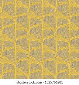 Golden ginkgo abstract vector pattern