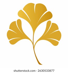 Golden ginkgo leaves vector on white background.
