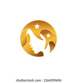 Golden Girl Silhouette With Star