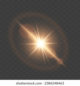 Golden glare. Vector illustration isolated on white background.