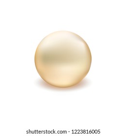 Golden glass ball. Serum droplet set, gold oil bubble, vitamin set isolated on transparent background. Realistic style. Vector illustration.