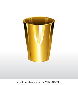 Golden glass illustration. Golden drinking glass vector.