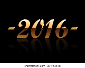 Golden glitter 2016 background with quotes. Vector illustration.