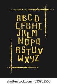 Golden glitter alphabet for holiday designs