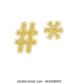 Golden glitter alphabet letters, numbers and symbols. Vector illustration.