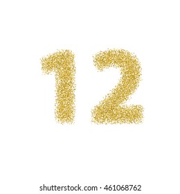 Golden glitter alphabet letters, numbers and symbols. Vector illustration.