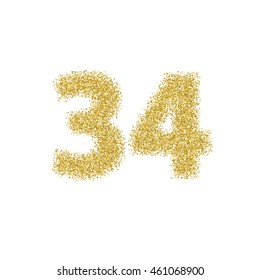 Golden glitter alphabet letters, numbers and symbols. Vector illustration.