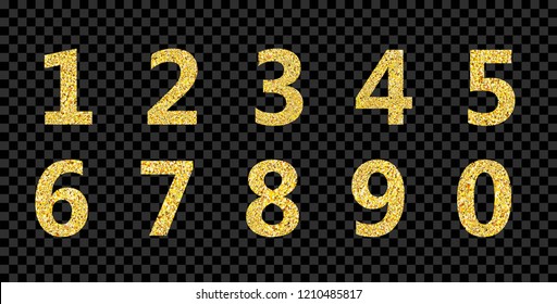 Golden Glitter Alphabet Numbers On Stock Vector Royalty Free