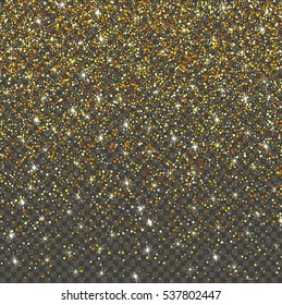 Golden glitter background on a transparent background