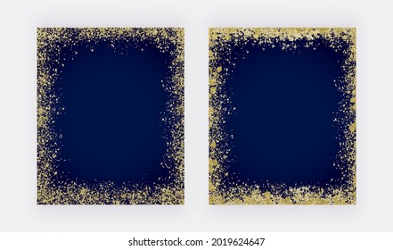 Golden glitter border on the dark blue background