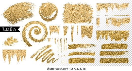 Golden Glitter Brush Stroke. Social Media Networks Square Template Background. Golden Foil Vector Spot.