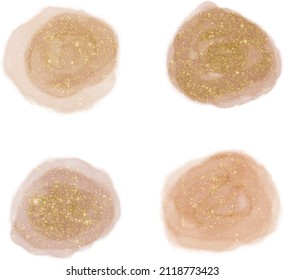 Golden glitter brush stroke splashes