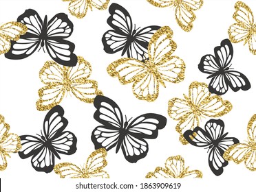 golden glitter  butterflies and daisies positive quote flower design margarita 
mariposa
stationery,mug,t shirt,phone case fashion slogan  style spring summer sticker and etc fashion design seamless