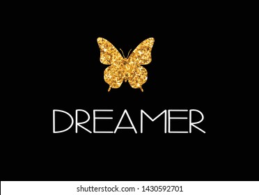 golden glitter butterfly lettering design



































