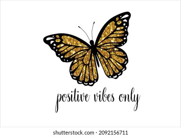 golden glitter butterfly vector art design