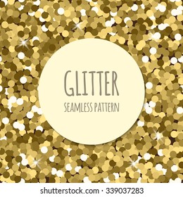 Golden glitter christmas seamless pattern. Abstract sparkle glittering gold background. Vector shiny texture. For web and print design.