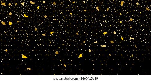 Golden glitter confetti. Abstract design element. Christmas, new year celebration holiday background. Invitation background. Gold glitter star. Christmas light background.
